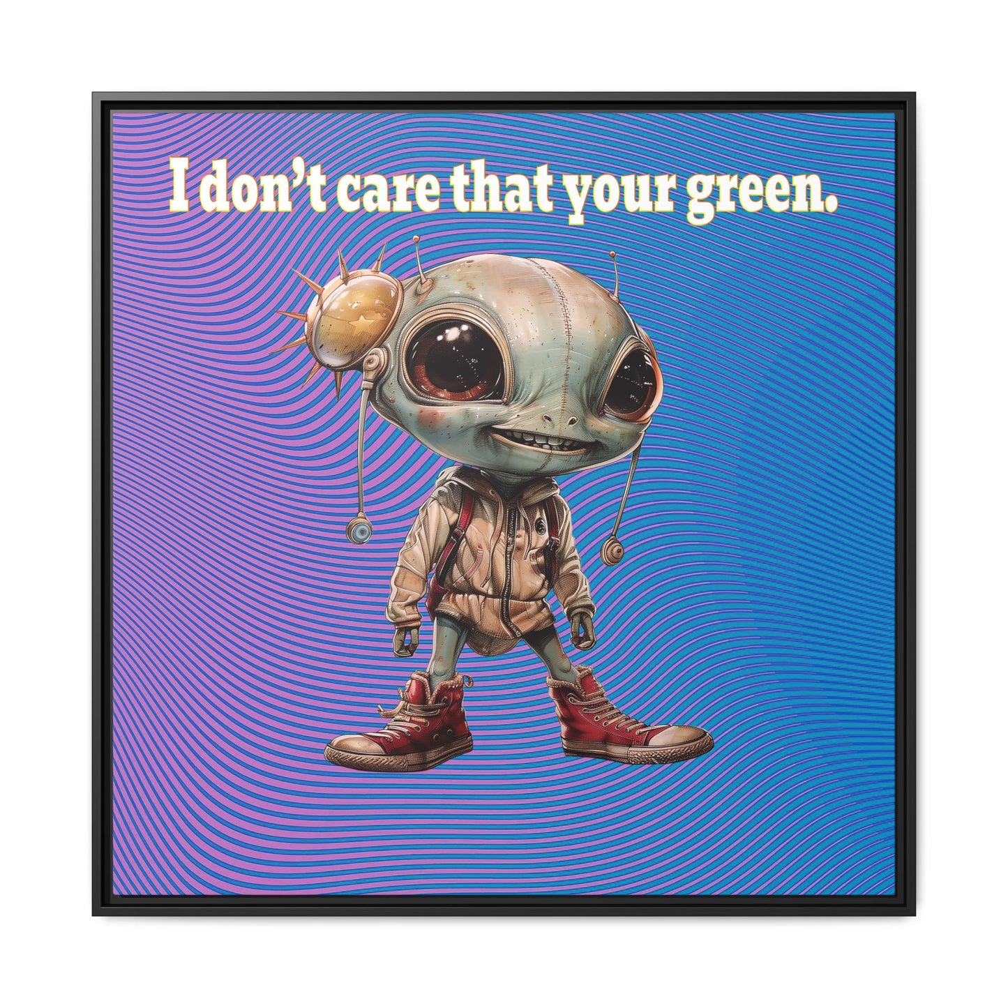 I don't care that your green - framed canvas art (light blue-purple wave)