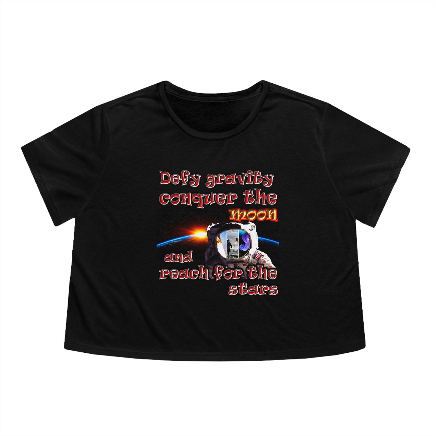 defy conquer reach - Women's Flowy Cropped Tee