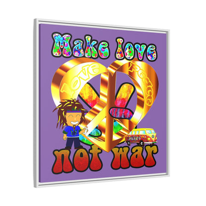 love peace - framed canvas art (light purple)