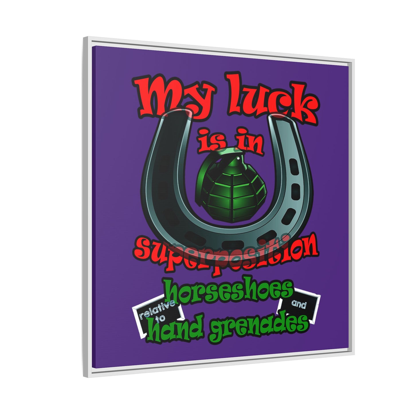 my luck - framed canvas art (purple)