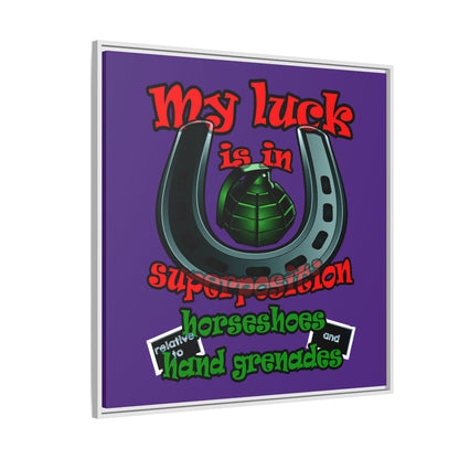 my luck - framed canvas art (purple)