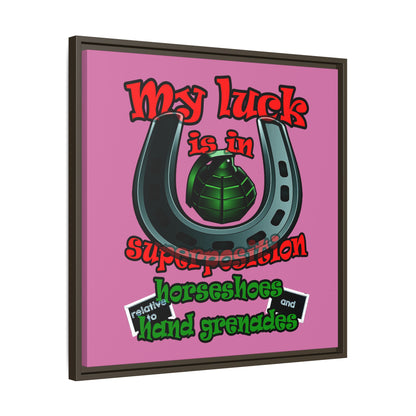 my luck - framed canvas art (light pink)