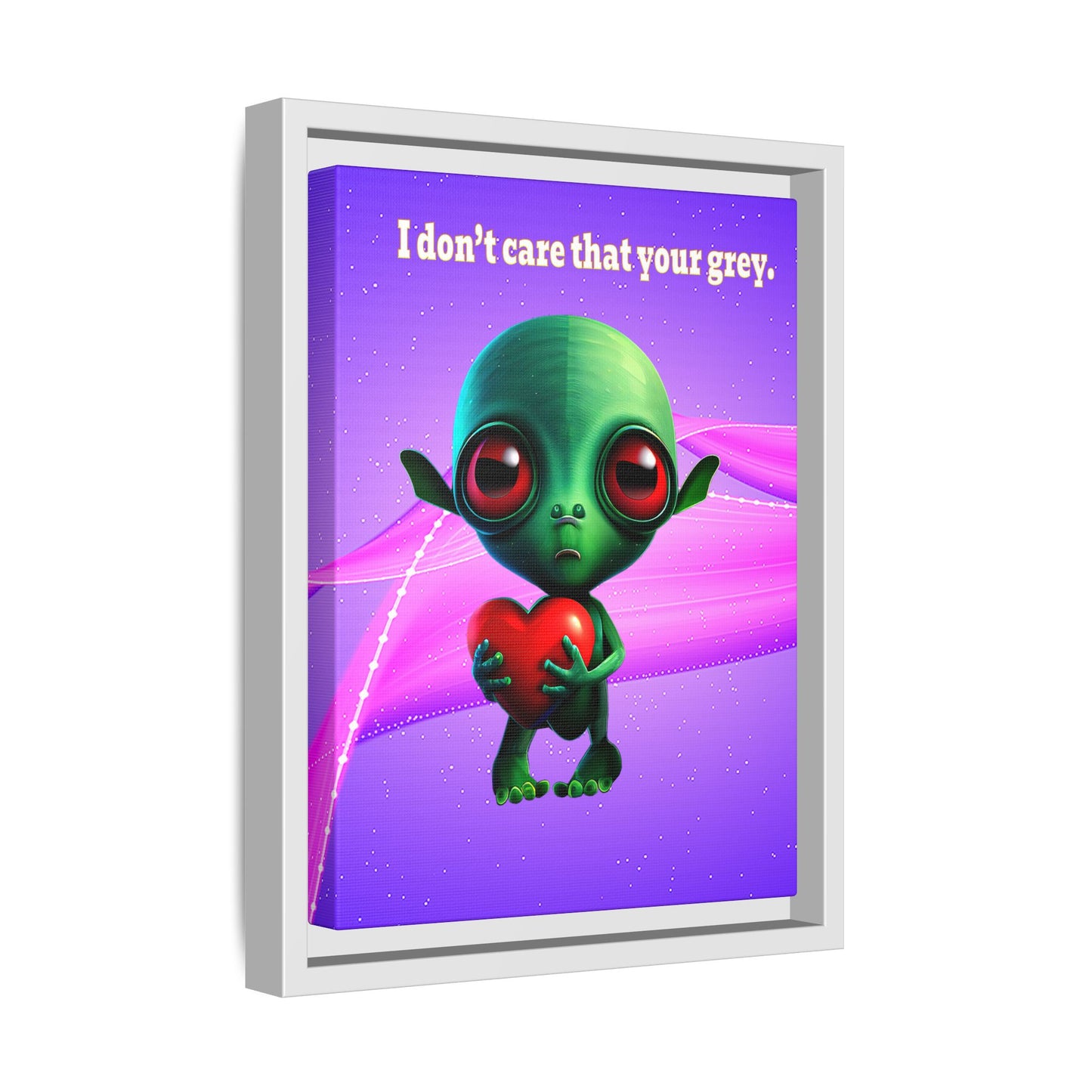I don't care that your grey - framed canvas art (purple-pink wave)