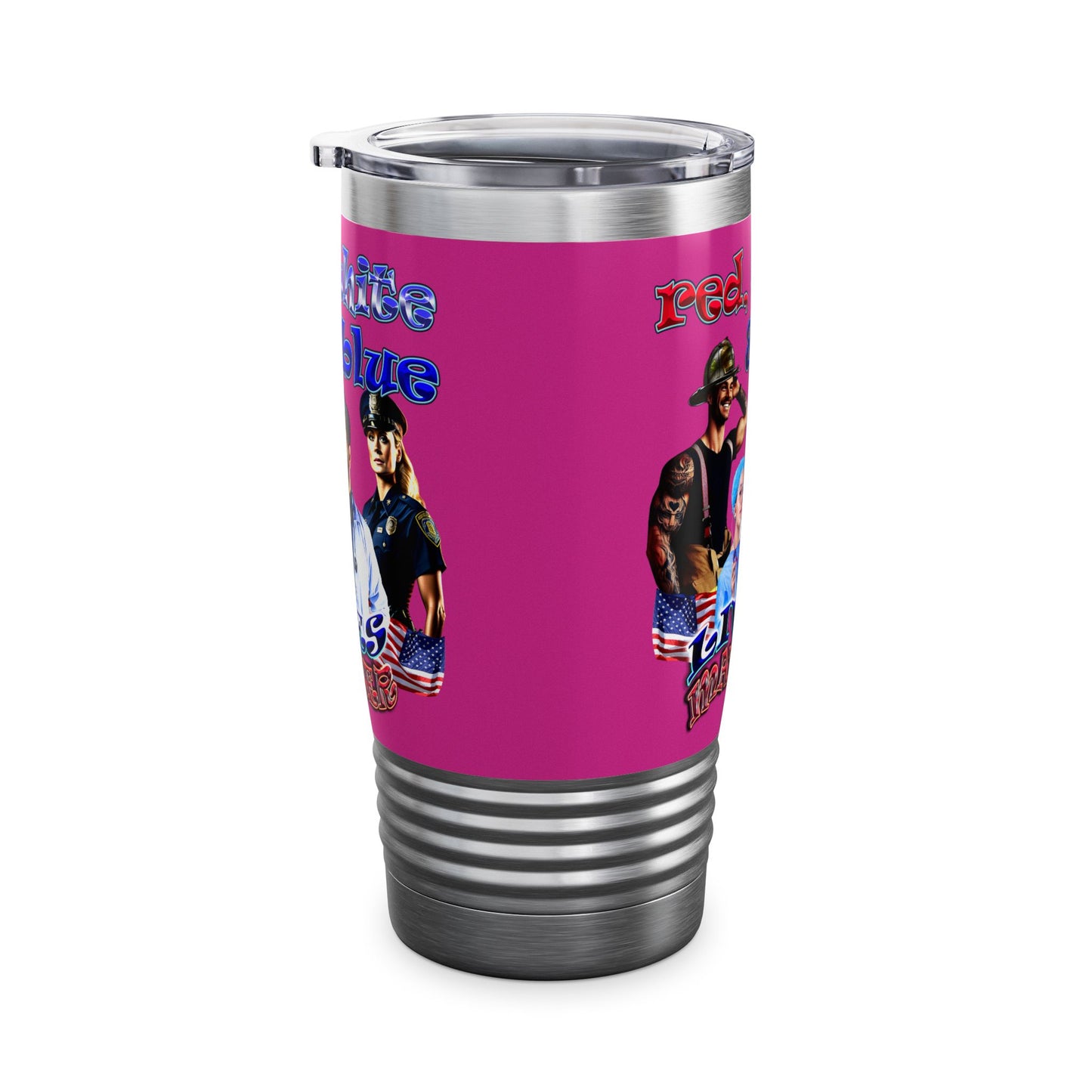 rw&b lives matter - Ringneck Tumbler, 20oz (pink)