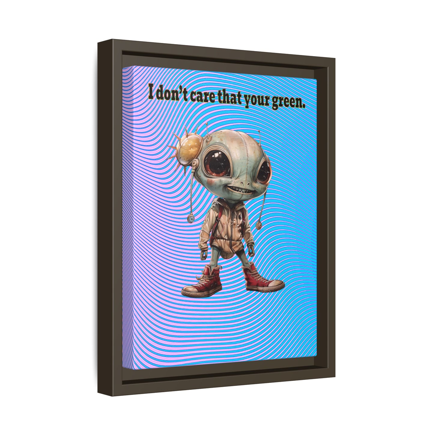 I don't care that your green - framed canvas art (light blue-purple wave)