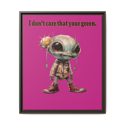 I don't care that your green - framed canvas art (pink)