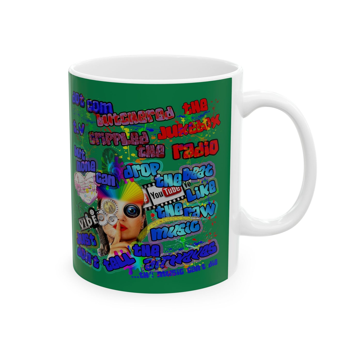 drop the beat - White Mug (dark green)