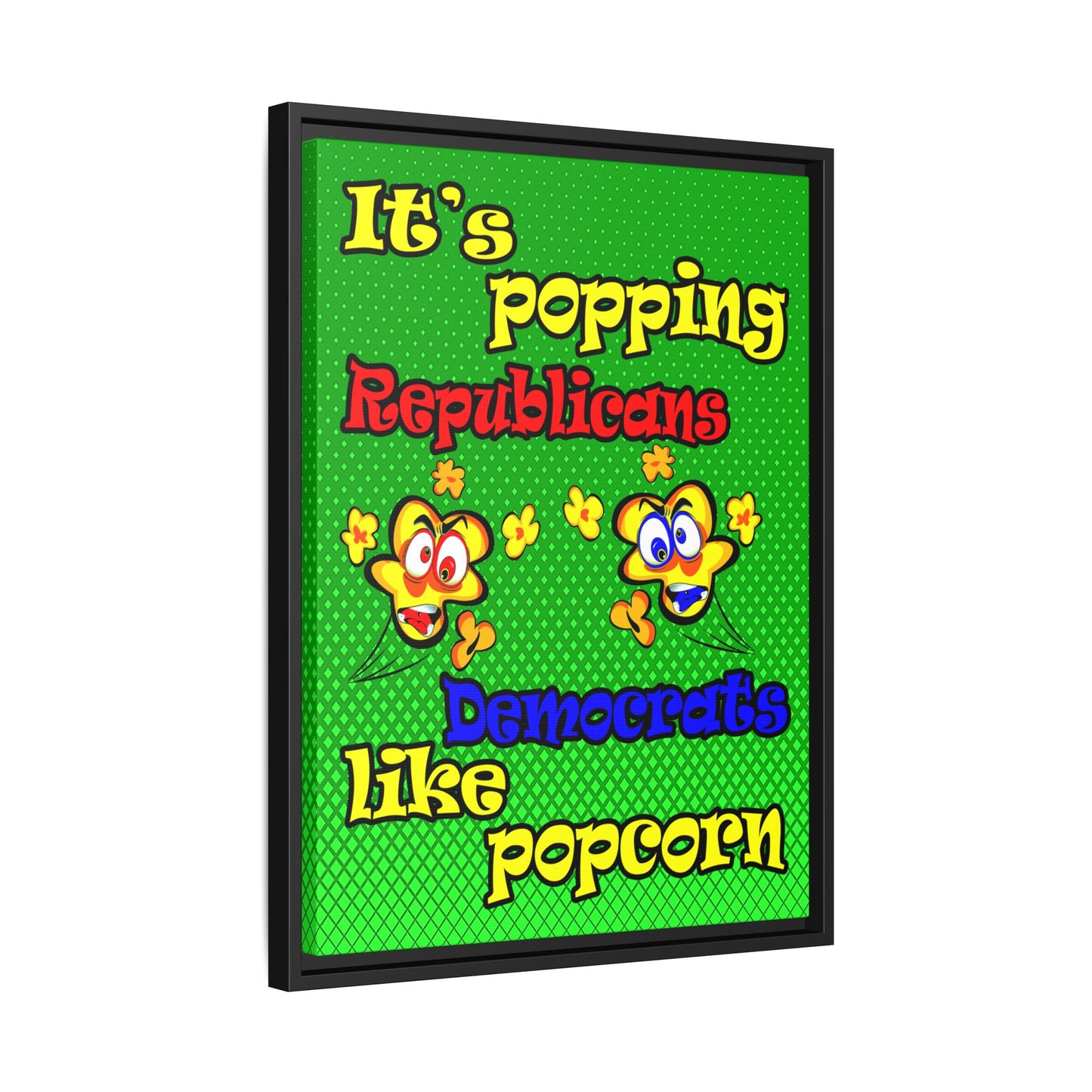 popping like popcorn - framed canvas art (logo green)