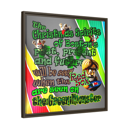 christmas spirits of boston - framed canvas art (rainbow split)