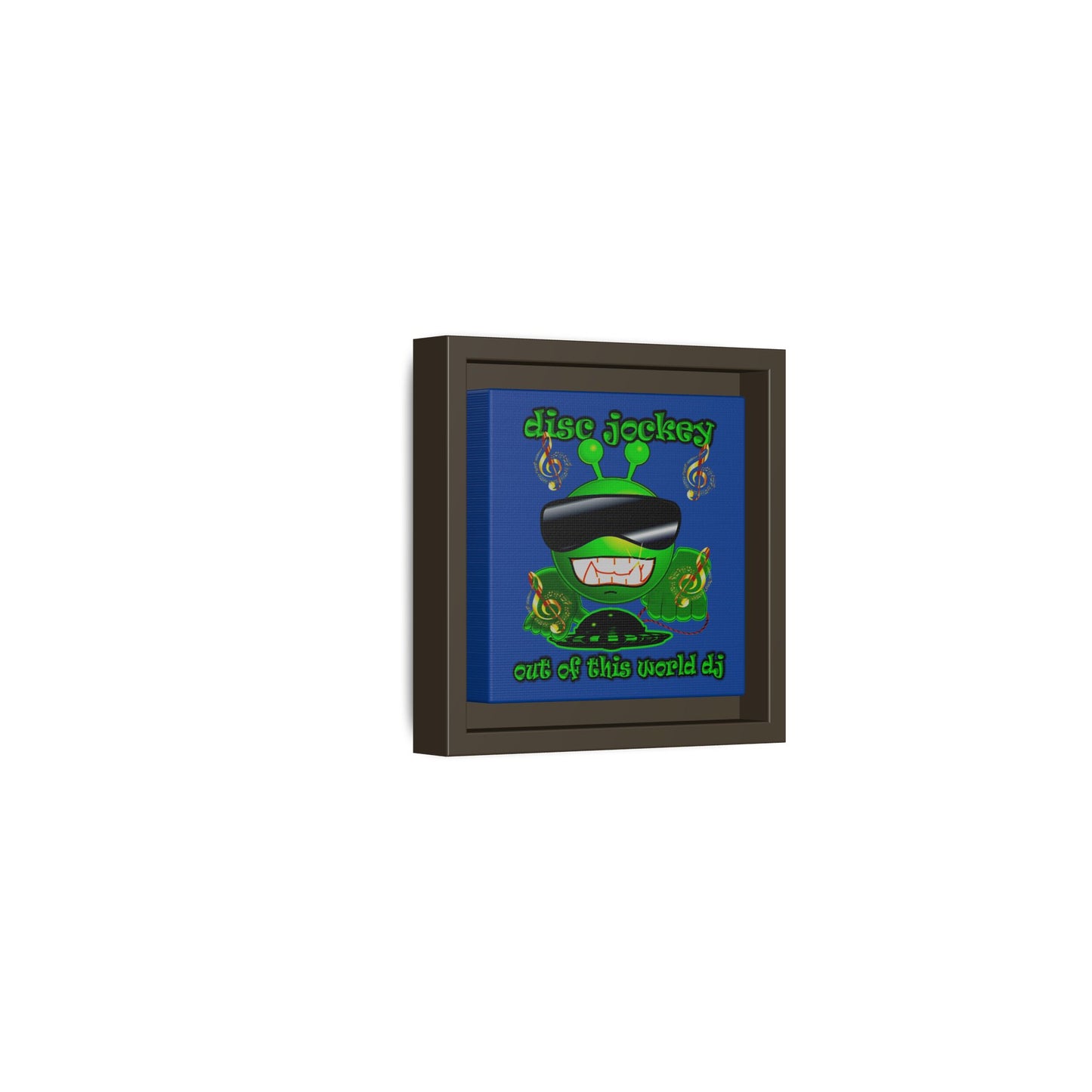 disc jockey - framed canvas art (dark blue)