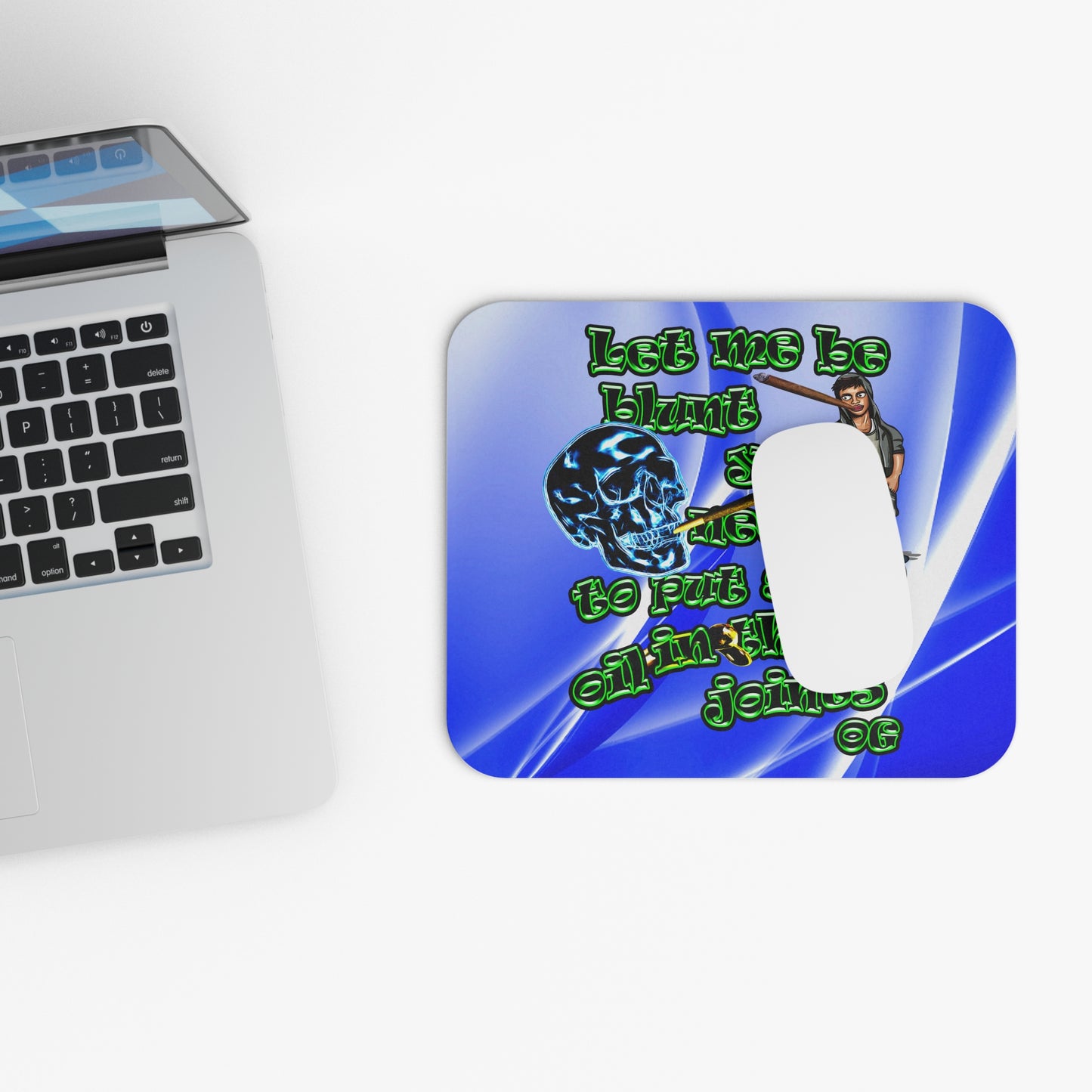 og - Mouse Pad (Rectangle) (blue-white wave)