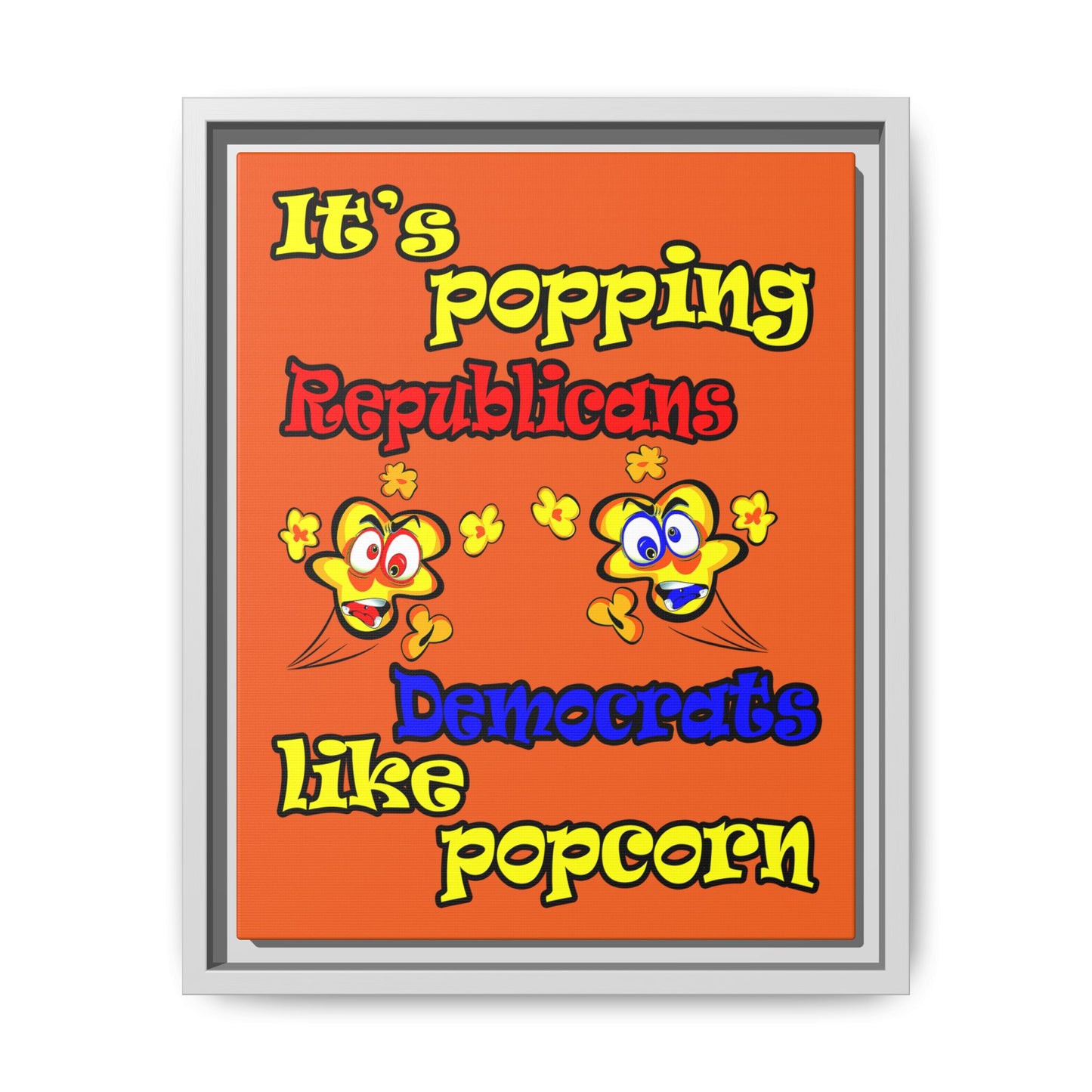 popping like popcorn - framed canvas art (orange)