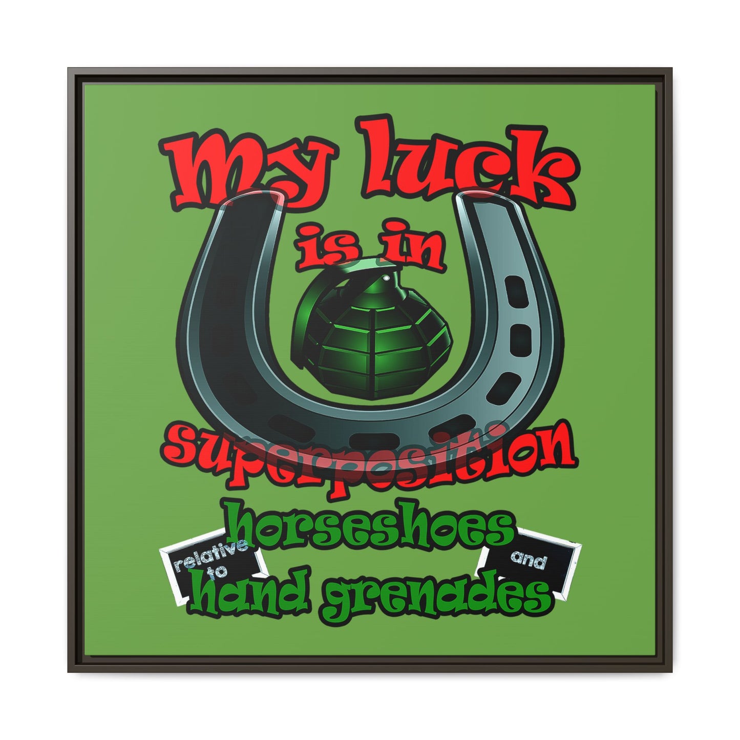 my luck - framed canvas art (green)