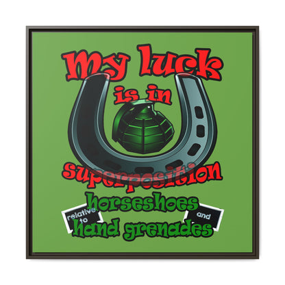 my luck - framed canvas art (green)