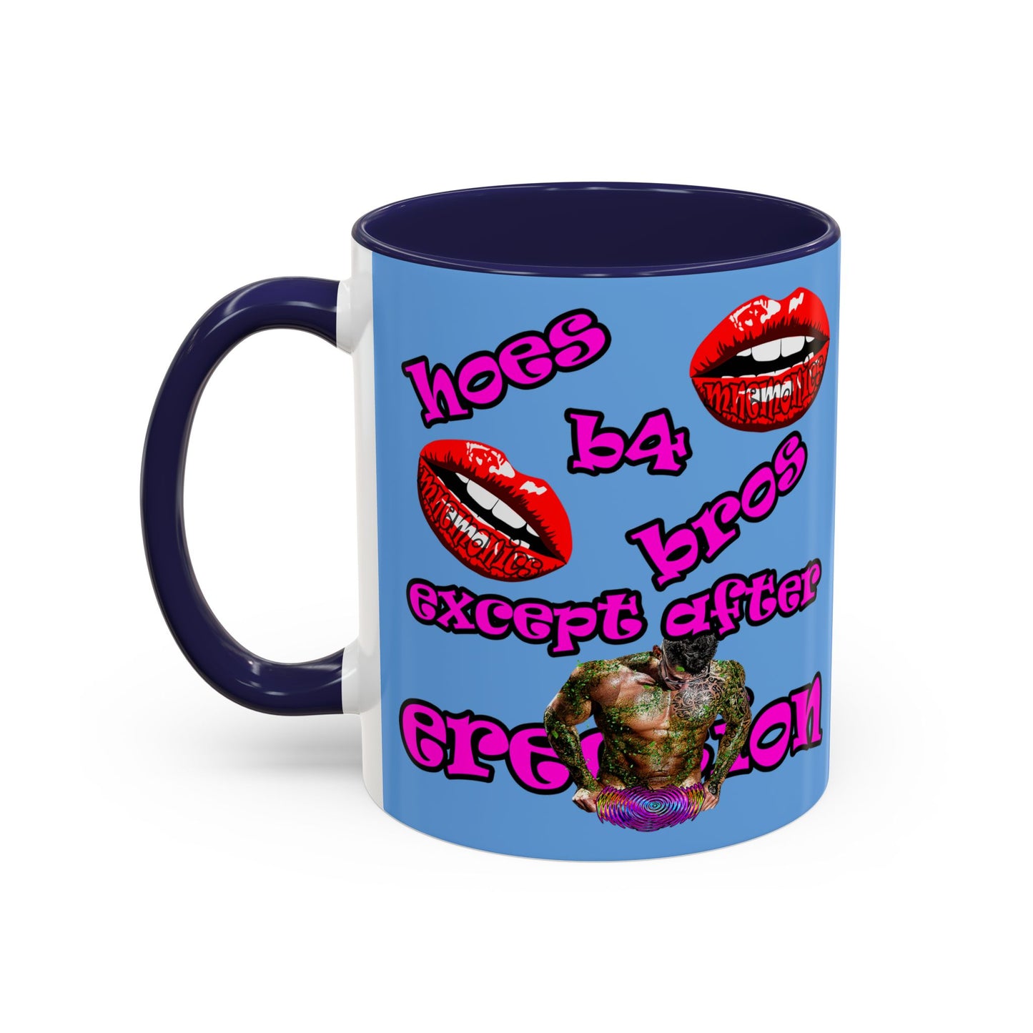 hoes b4 bros - Accent Mug (light blue)