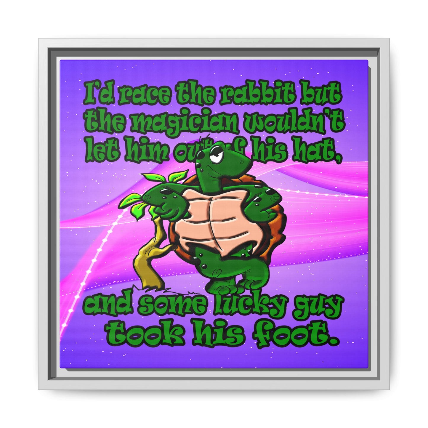 turtle race - framed canvas art (purple-pink wave)