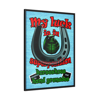 my luck - framed canvas art (faded blue)