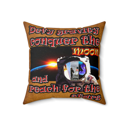 defy conquer reach - Faux Suede Square Pillow - (dichromatic brown papyrus)