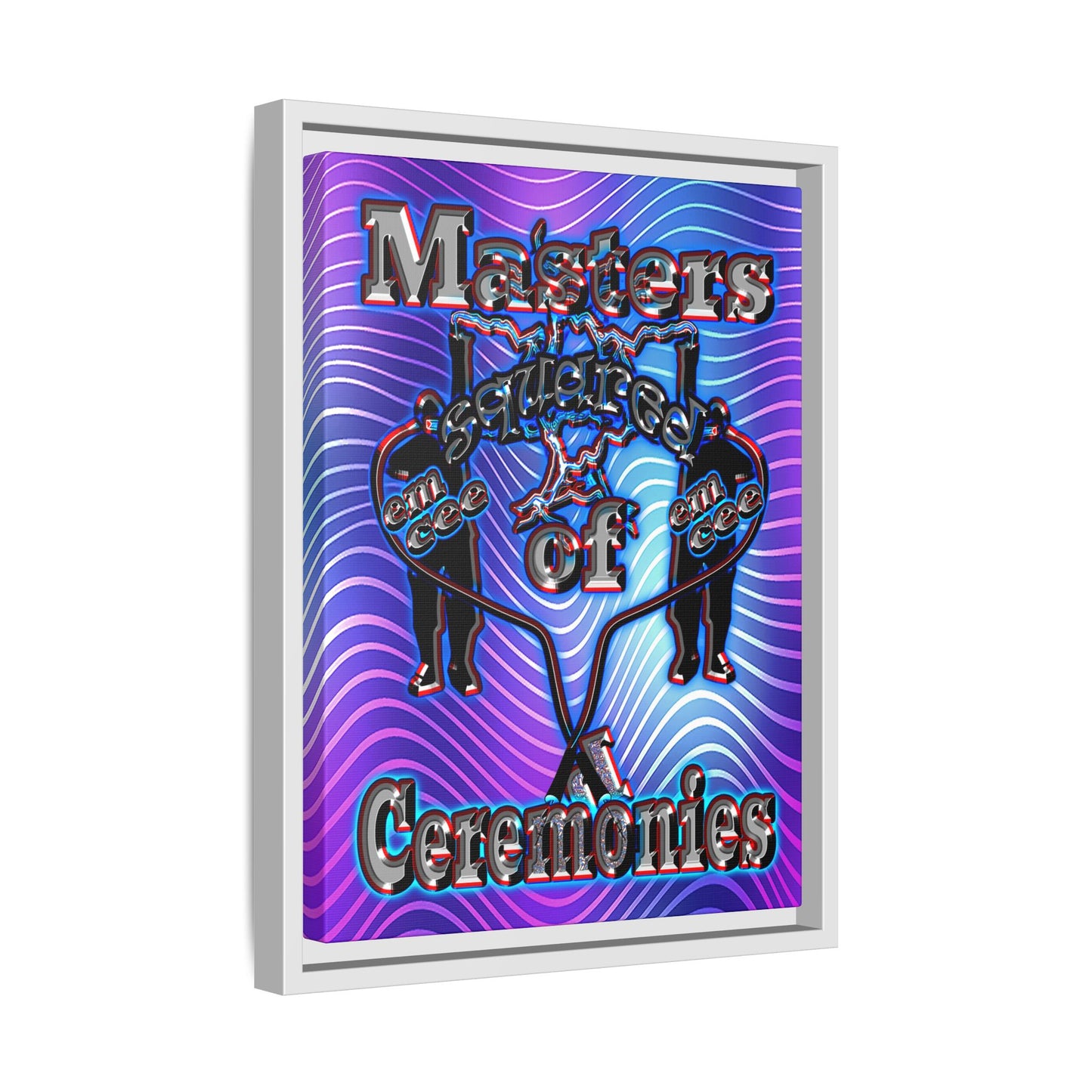 em cee squared - framed canvas art (purple wave)