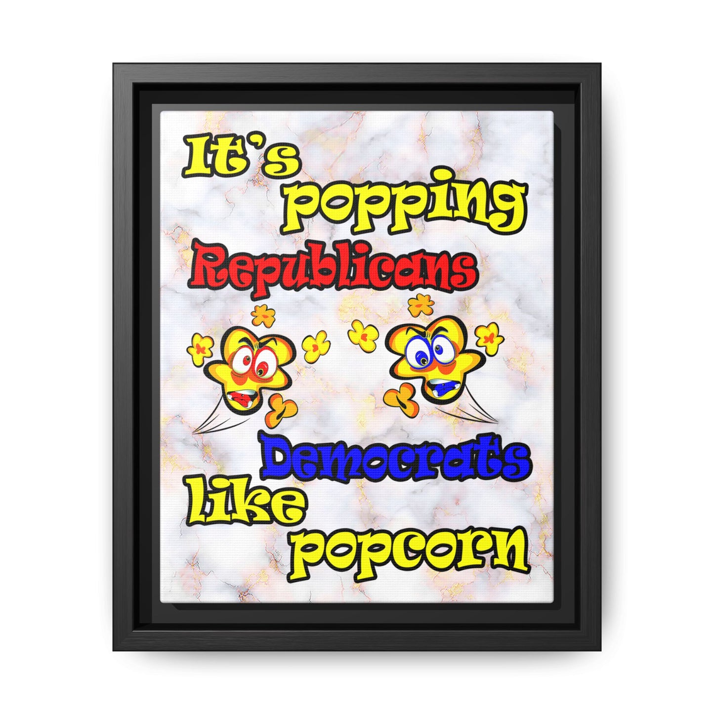 popping like popcorn - framed canvas art (white marble)