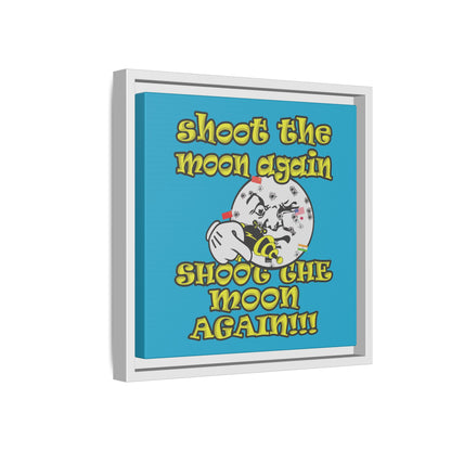 shoot the moon again - framed canvas art (turquoise)