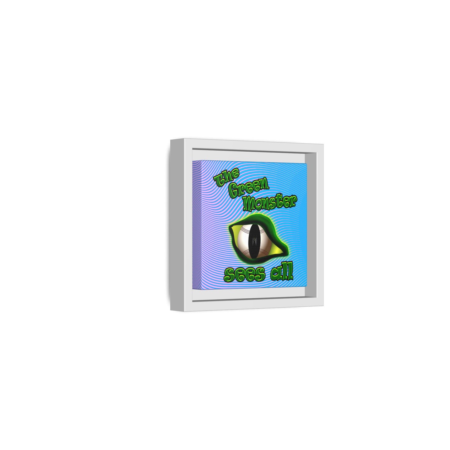 green monster - framed canvas art (light blue-purple wave)