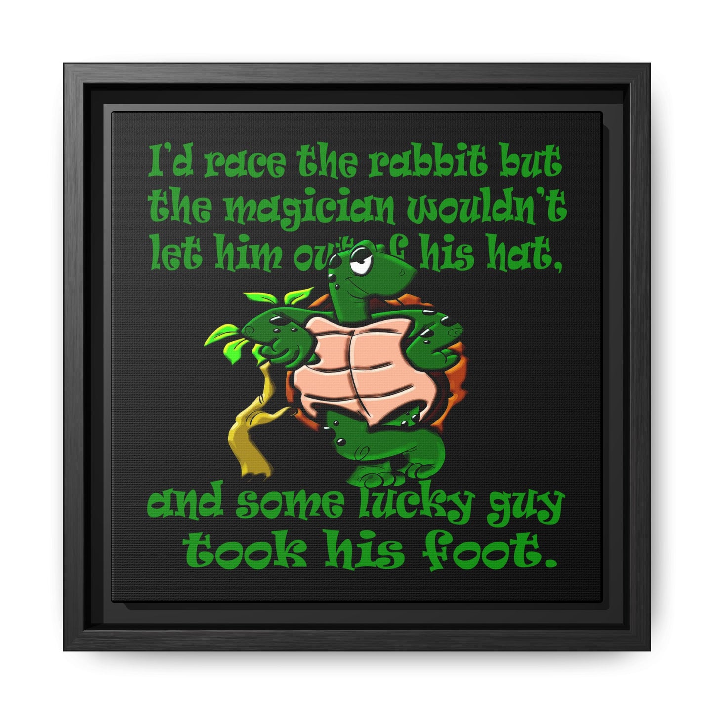 turtle race - framed canvas art (black)