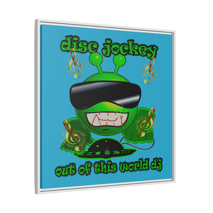 disc jockey - framed canvas art (turquoise)