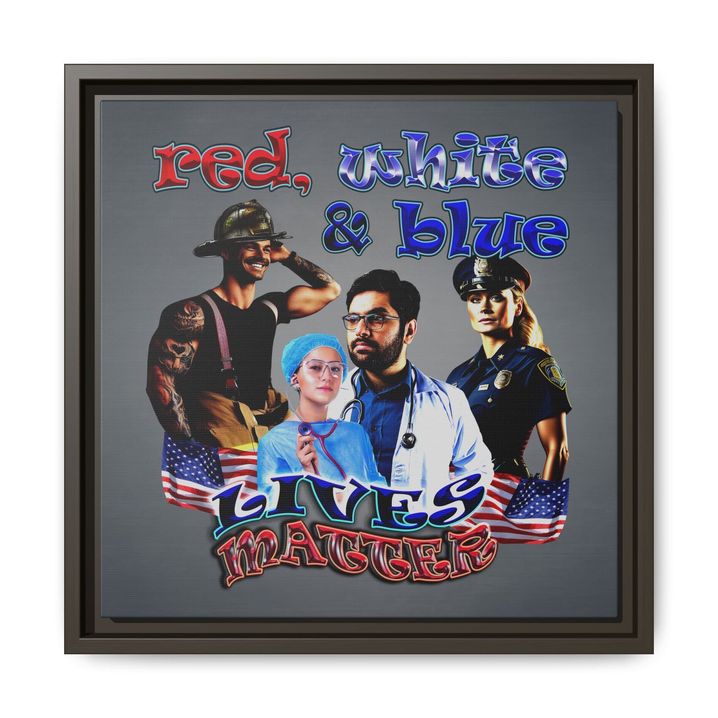 rw&b lives matter - framed canvas art (grey-light grey)