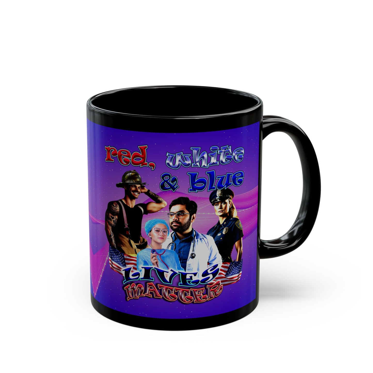 rw&b lives matter - Black Mug (purple-pink wave)