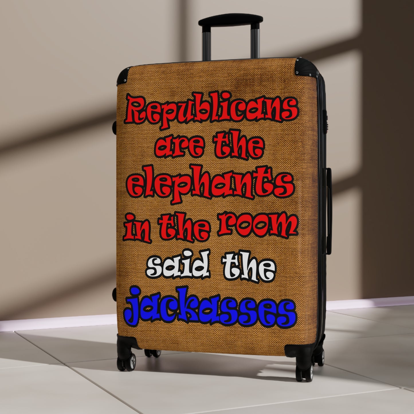 donkeys and elephants - Suitcase (brown papyrus)