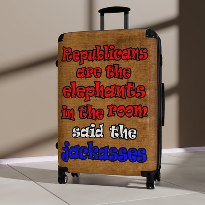 donkeys and elephants - Suitcase (brown papyrus)