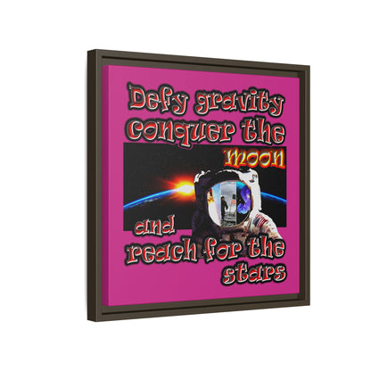 defy conquer reach - framed canvas art (pink)