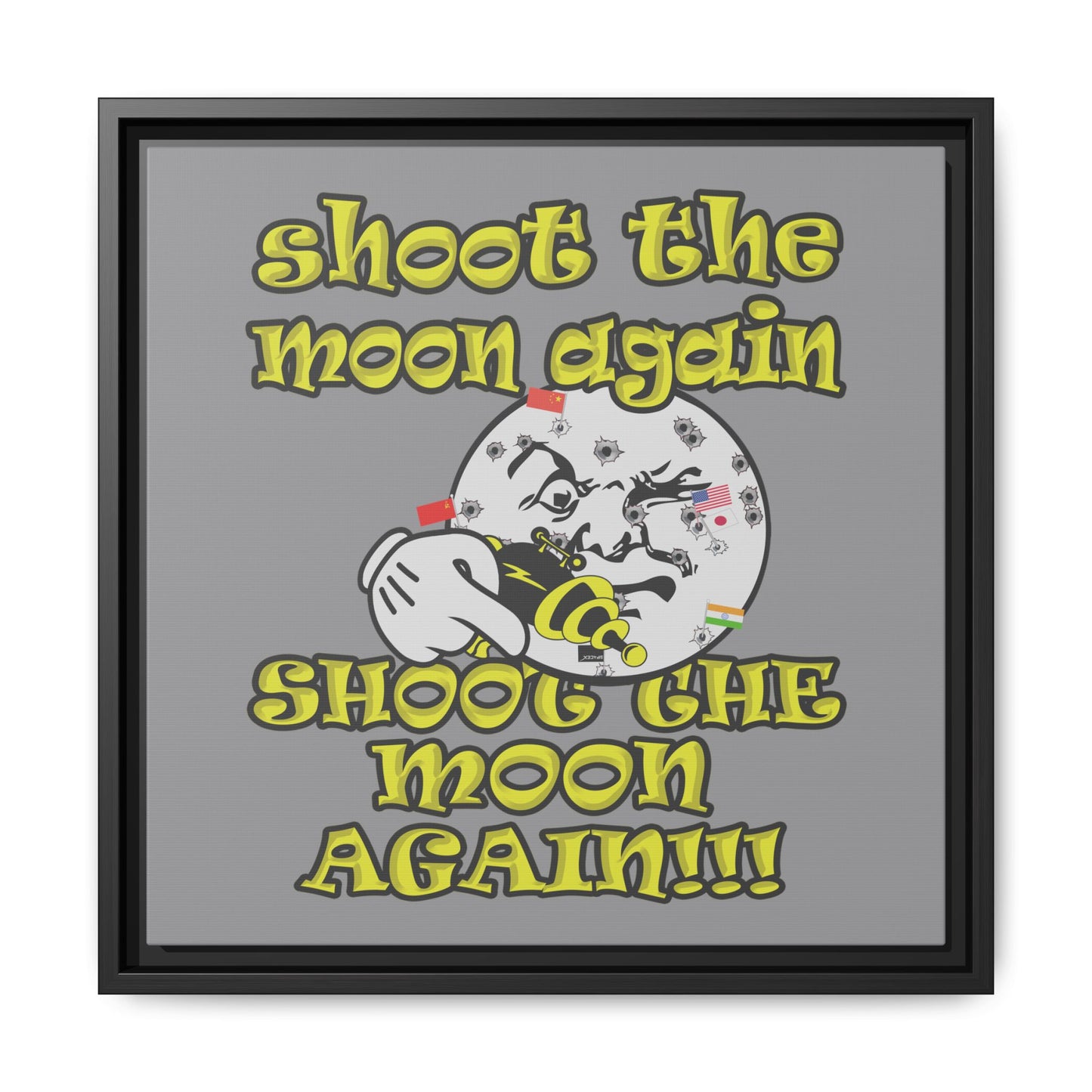 shoot the moon again - framed canvas art (grey)