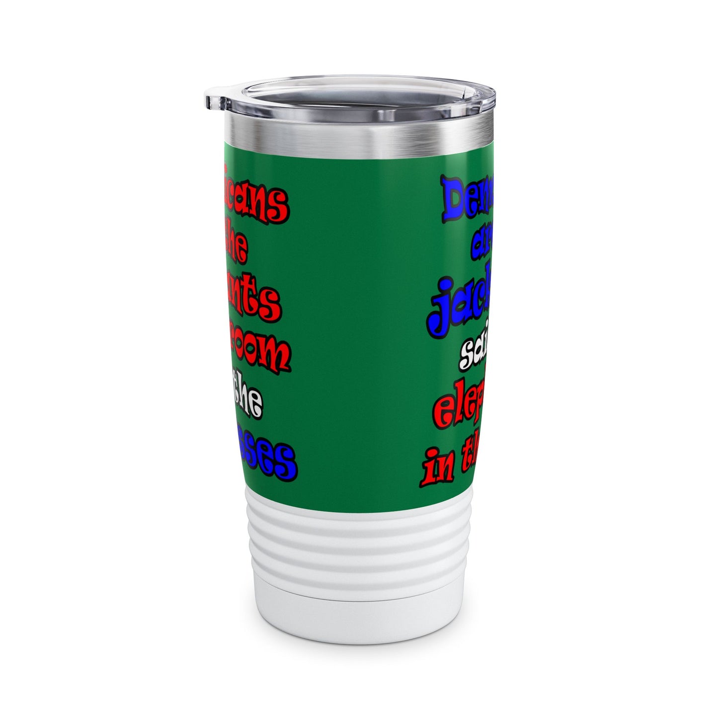 donkeys and elephants - Ringneck Tumbler, 20oz (dark green)