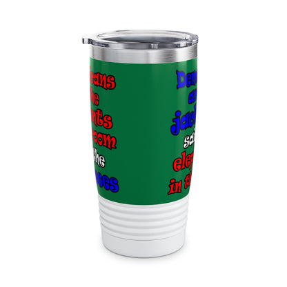donkeys and elephants - Ringneck Tumbler, 20oz (dark green)