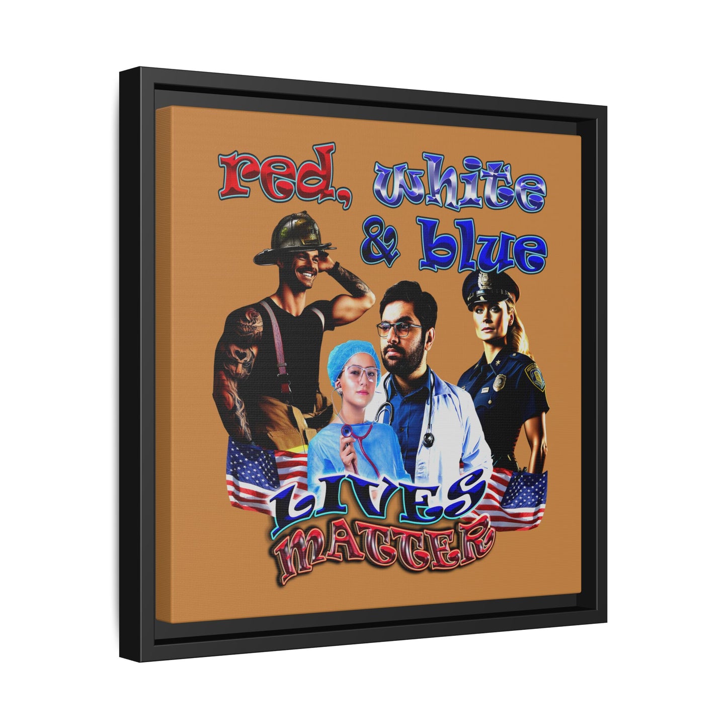 rw&b lives matter - framed canvas art (light brown)