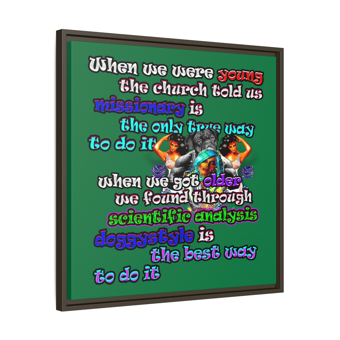 doggystyle - framed canvas art (dark green)