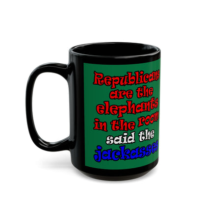 donkeys and elephants - Black Mug (dark green)