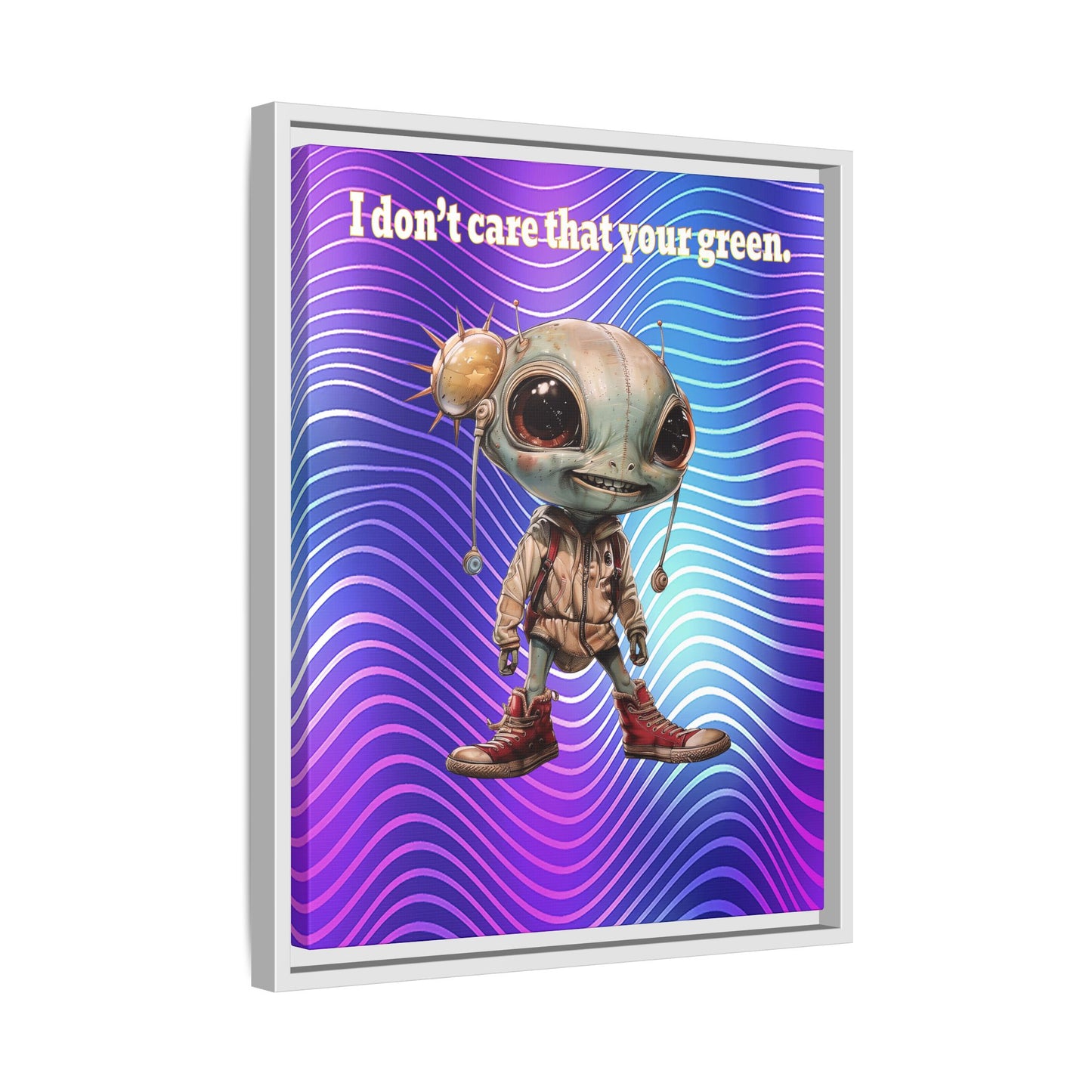 I don't care that your green - framed canvas art (purple wave)