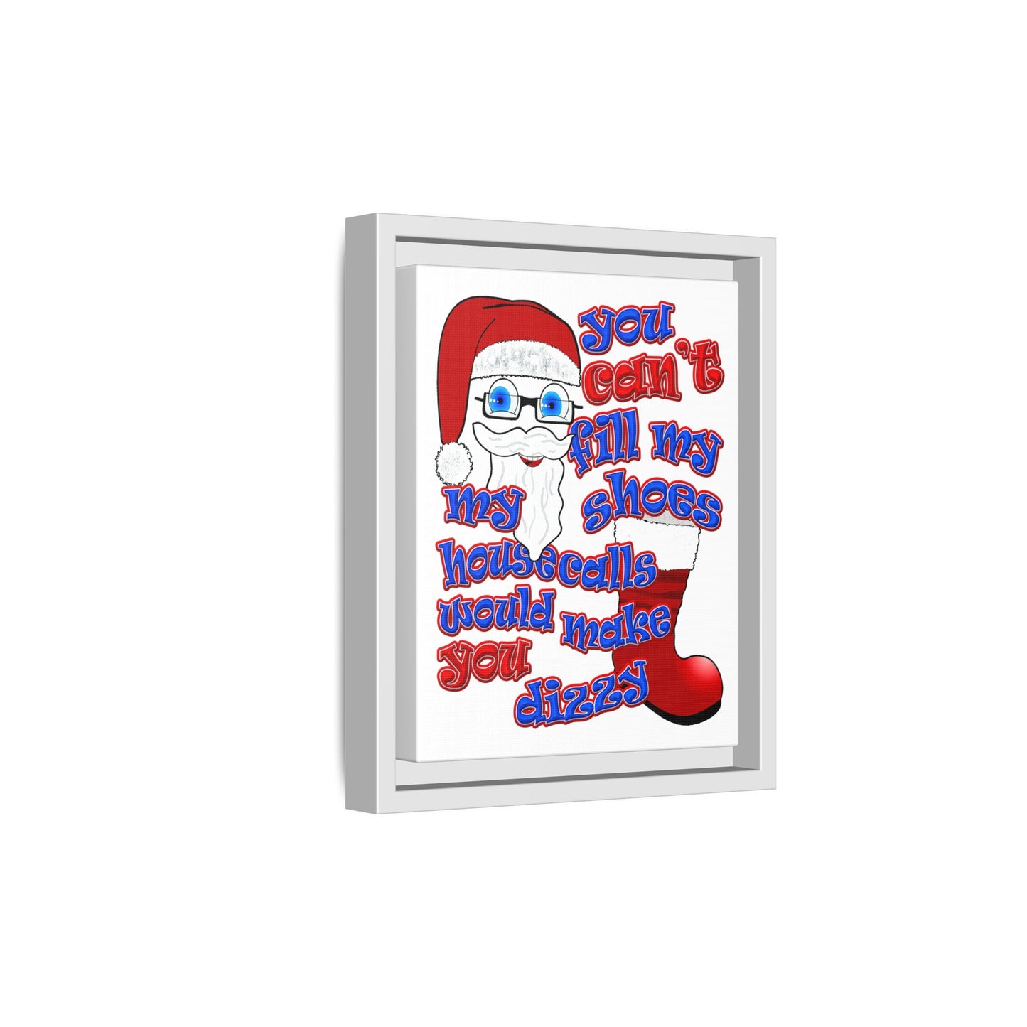 santa's shoes - framed canvas art (white)