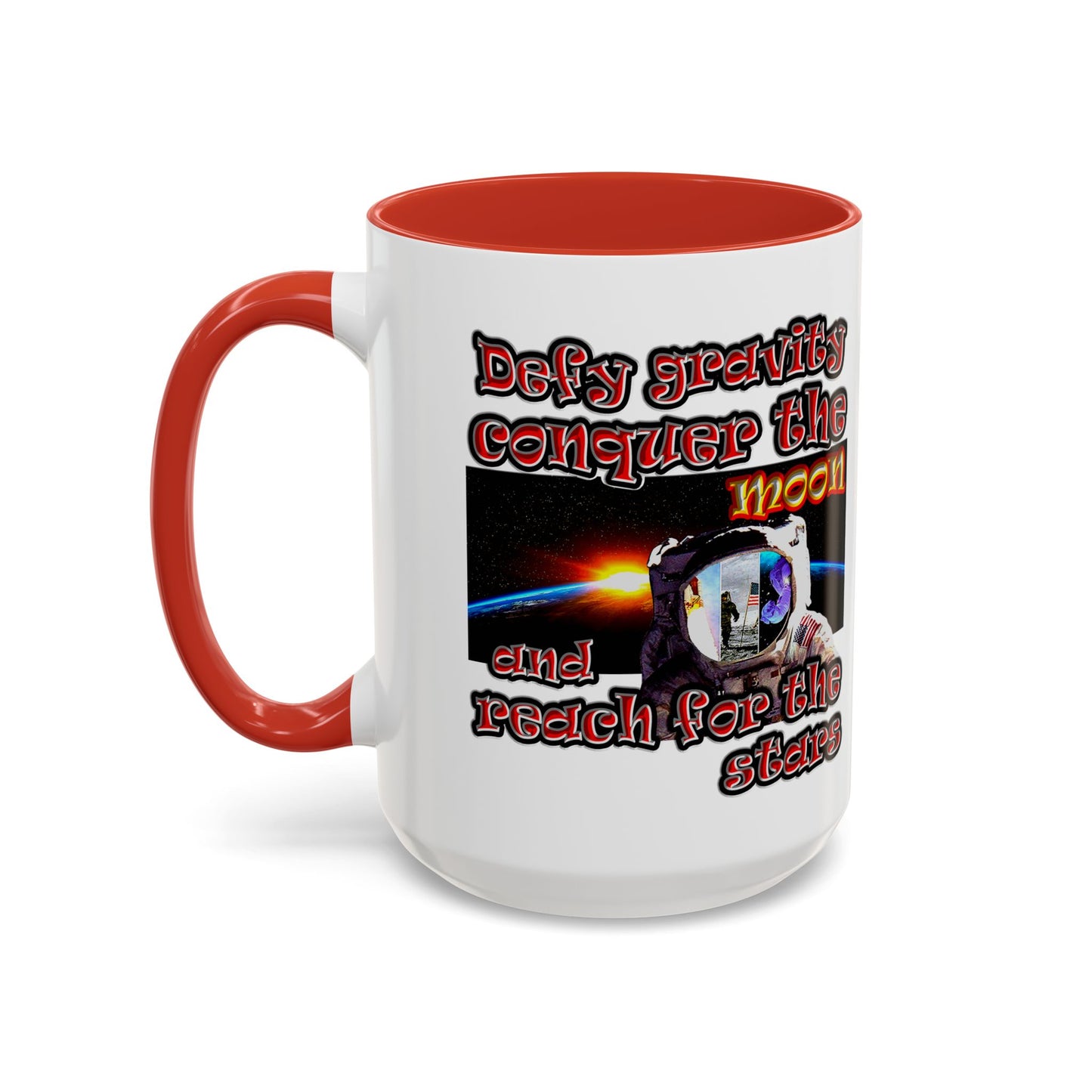 defy conquer reach - Accent Mug (white)