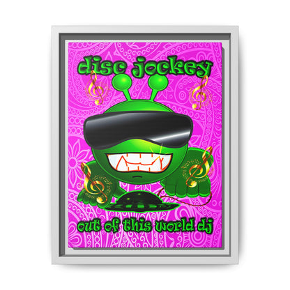 disc jockey - framed canvas art (pink swirl)