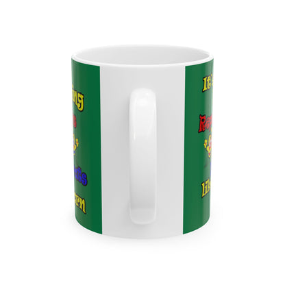popping like popcorn - White Mug (dark green)
