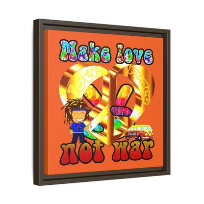 love peace - framed canvas art (orange)