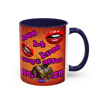 hoes b4 bros - Accent Mug (burnt orange)