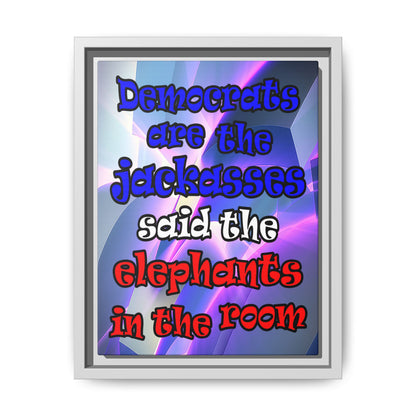donkeys and elephants - framed canvas art (grey-pink wave)