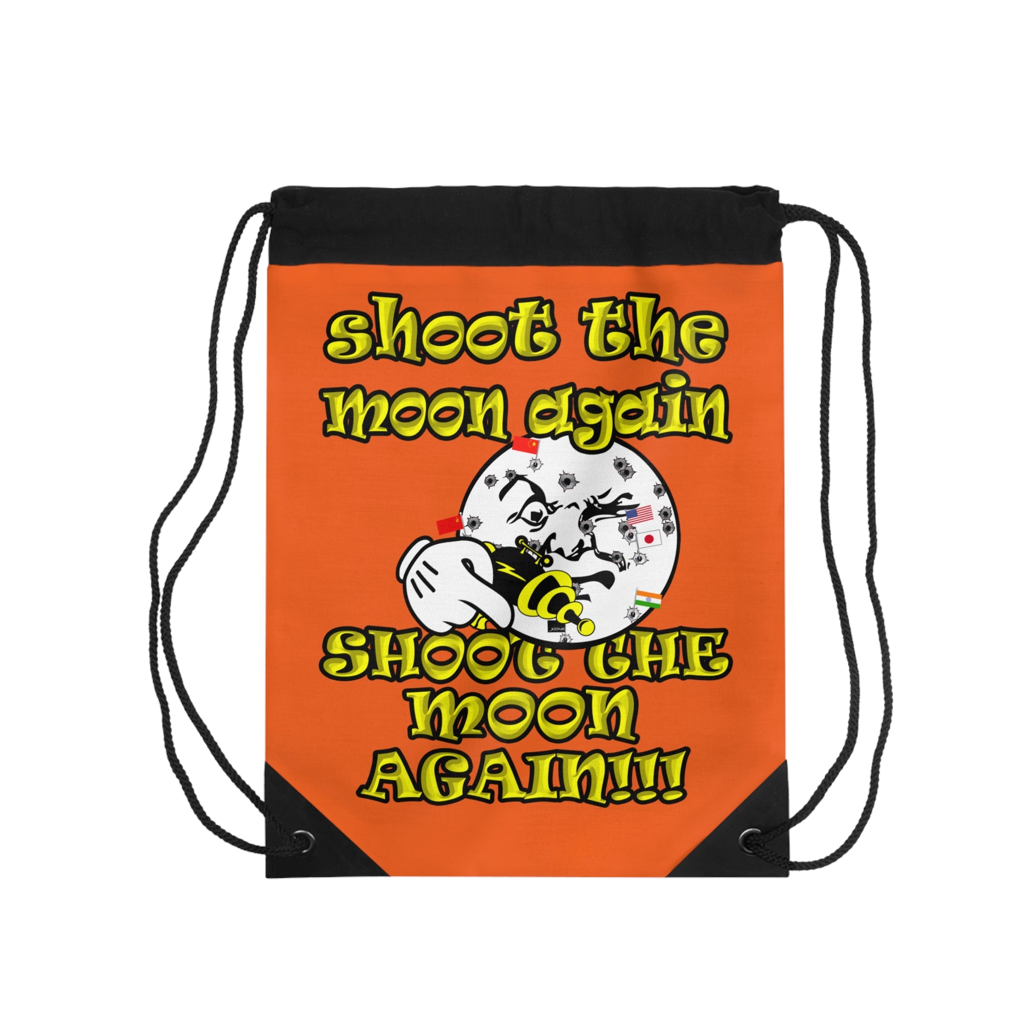 shoot the moon again - Drawstring Bag (orange)