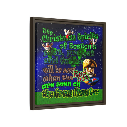 christmas spirits of boston - framed canvas art ('snoops' background)