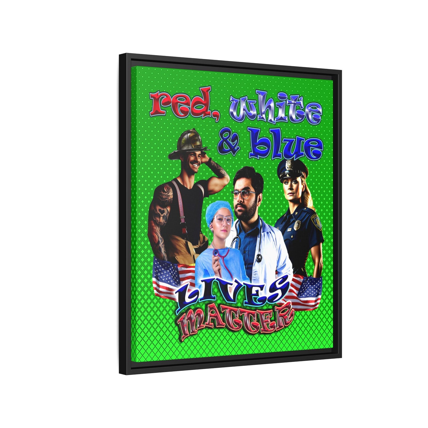 rw&b lives matter - framed canvas art (logo green)